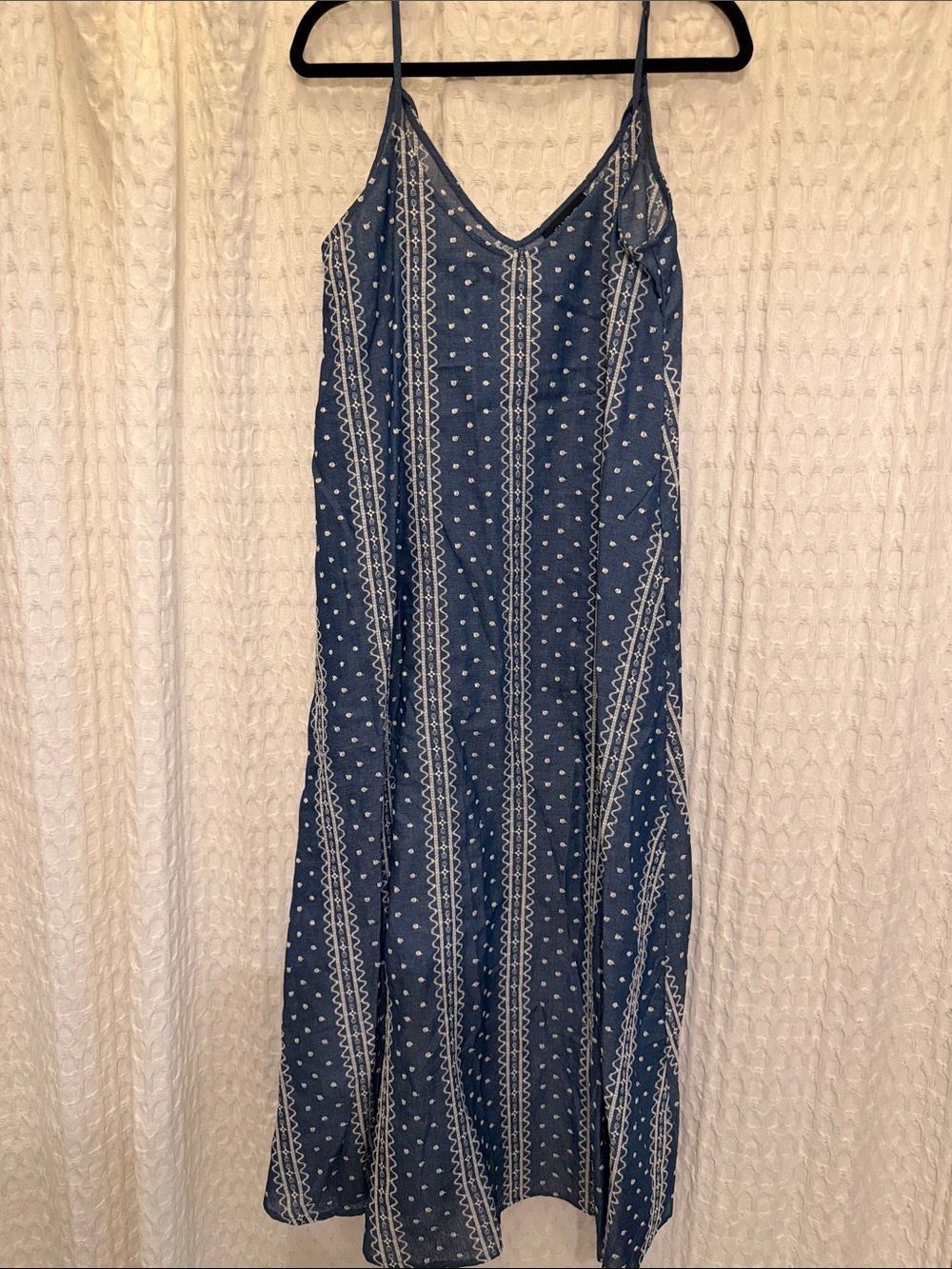 Flying Tomato Blue Polka Dot & Stripe V‑Neck Maxi Dress